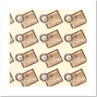 Vintage Coffee stamp design pattern Posters and Art